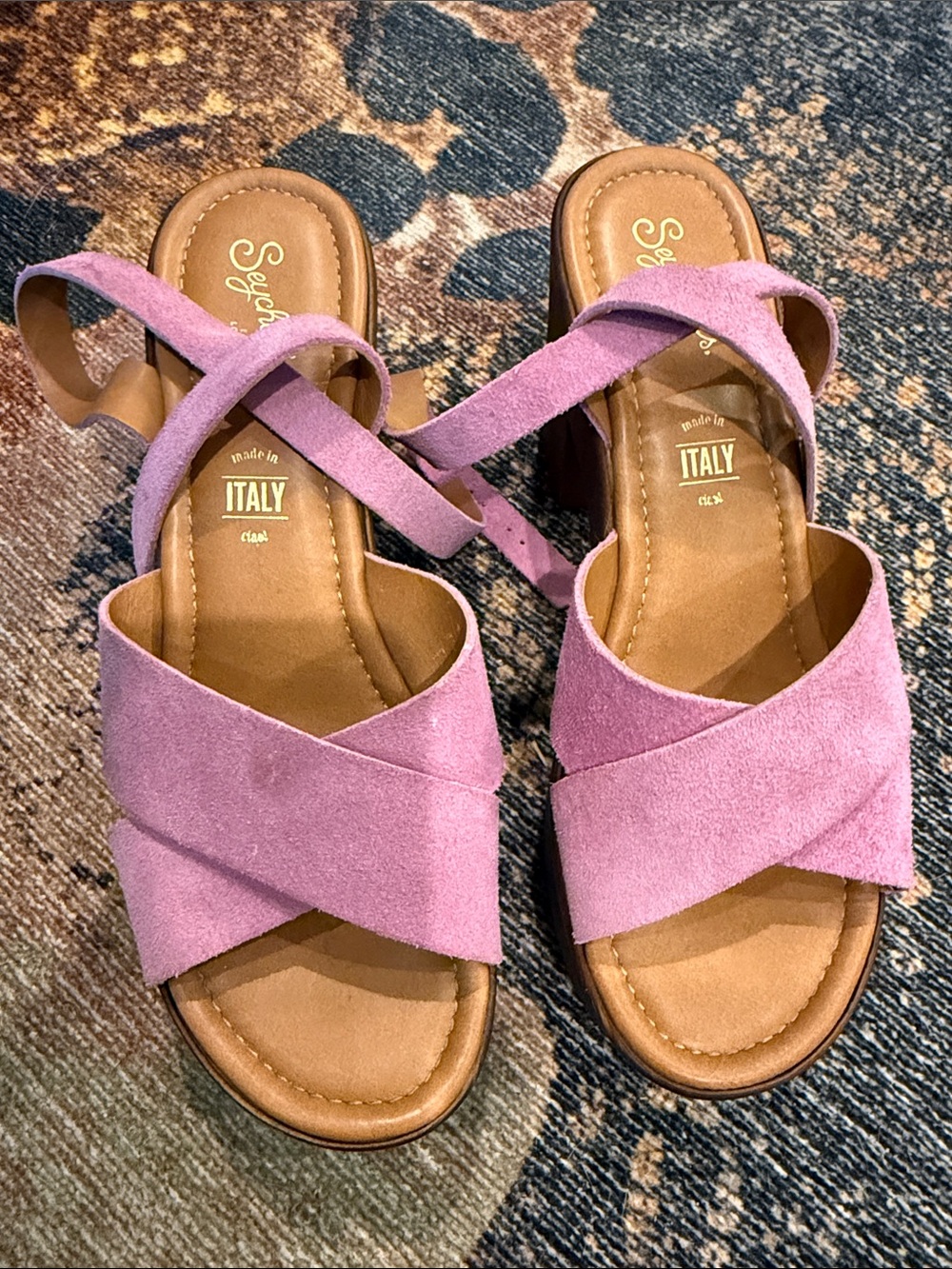 Seychelles Lavender Suede Crisscross Sling Sandals